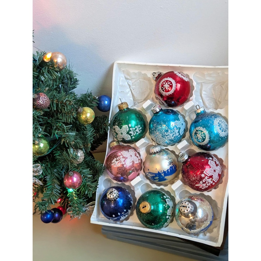 Vintage East & West Germany Glass Christmas Ornaments – 10 Hand Blown